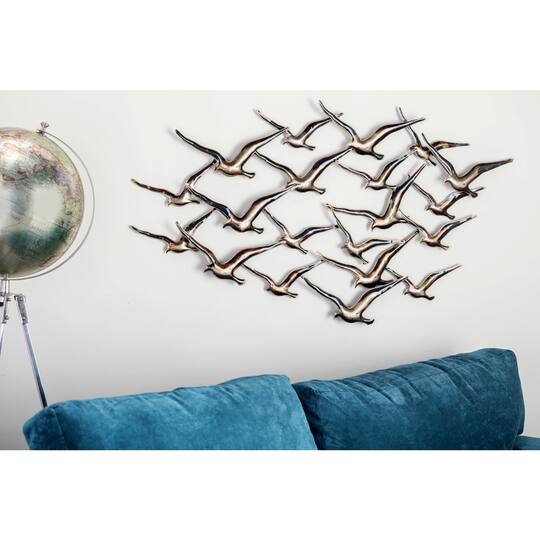 Gold Iron Coastal Birds Wall Décor